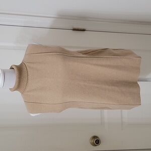 Zara Size M Camel Colored Sleeveless Turtleneck Sweater, NEW with Tag